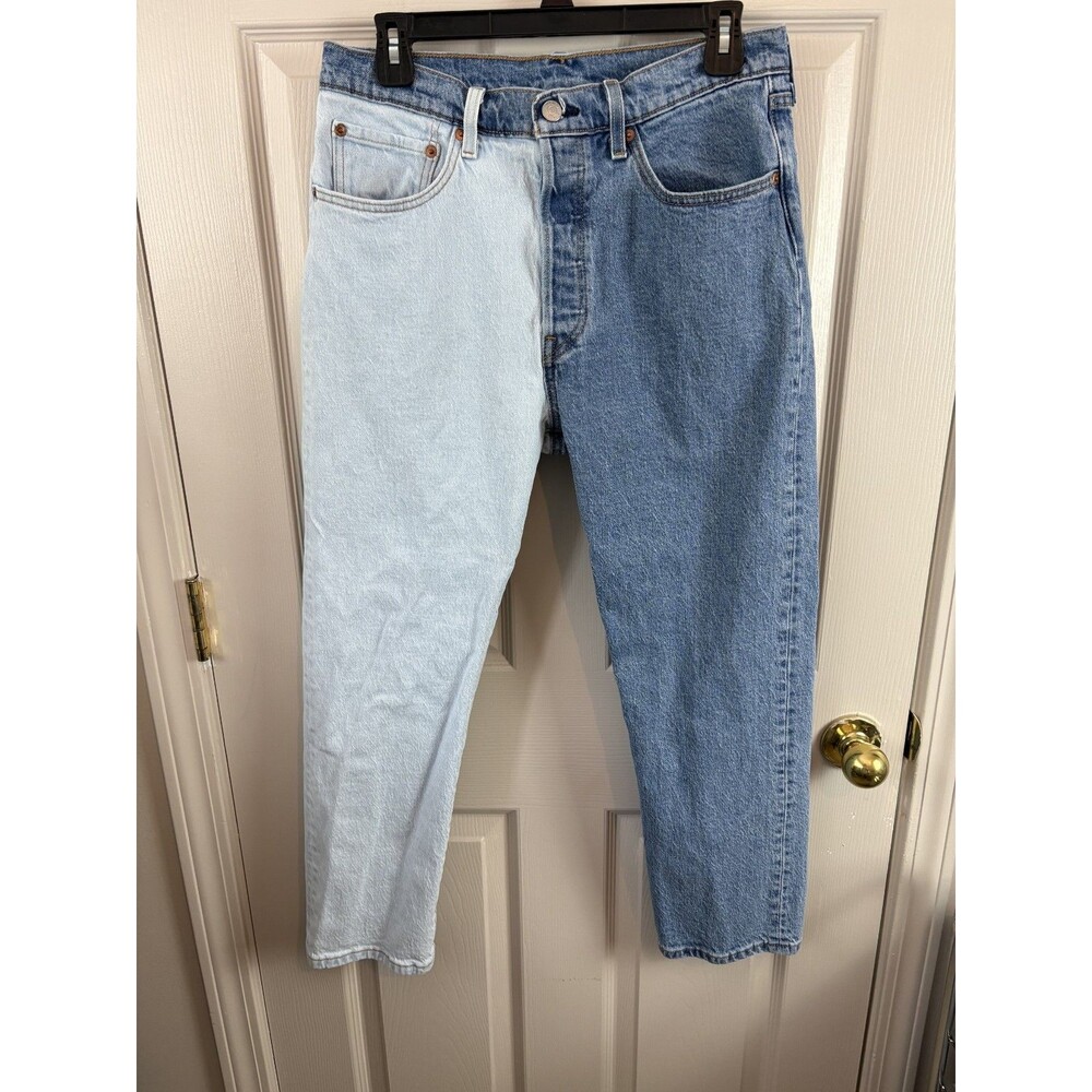 Levi 501 Jeans Womens Jeans 30x26 Color Block Jeans Light Wash and Medium 507